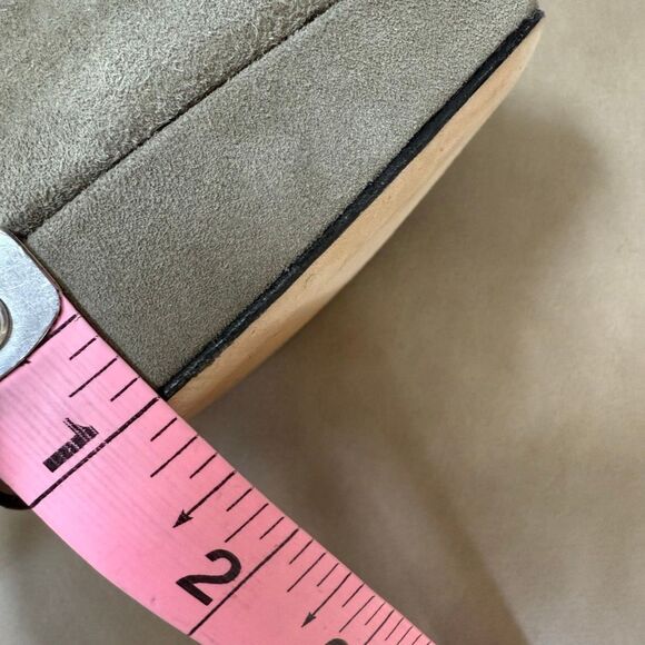 Stuart Weitzman grey suede peep-toe platform booties chunky block heel size 10 - Picture 7 of 9